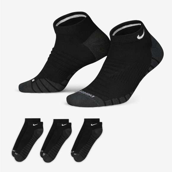 Nike Everyday Max Cushioned Training No-Show Socks (3 Pairs) - SX6964-010 - NWT - Picture 1 of 7